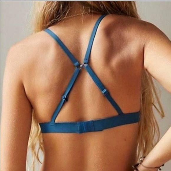 FREE People Oh Scuba Bralette in midnight cowboy. SMALL: 32D/34A/34B NWT. (OS-2) - Picture 2 of 5